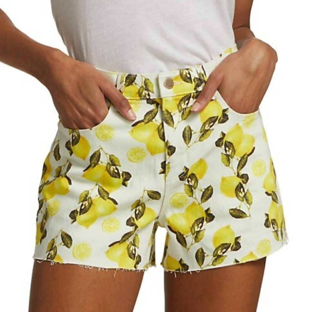 L'AGENCE Audrey Mid-Rise Lemon Shorts